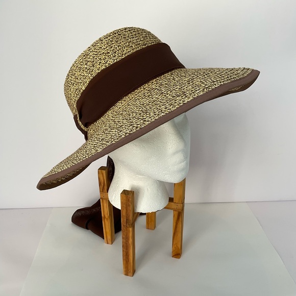 Milani Natural Straw Hat with Brown Trim - Picture 1 of 7